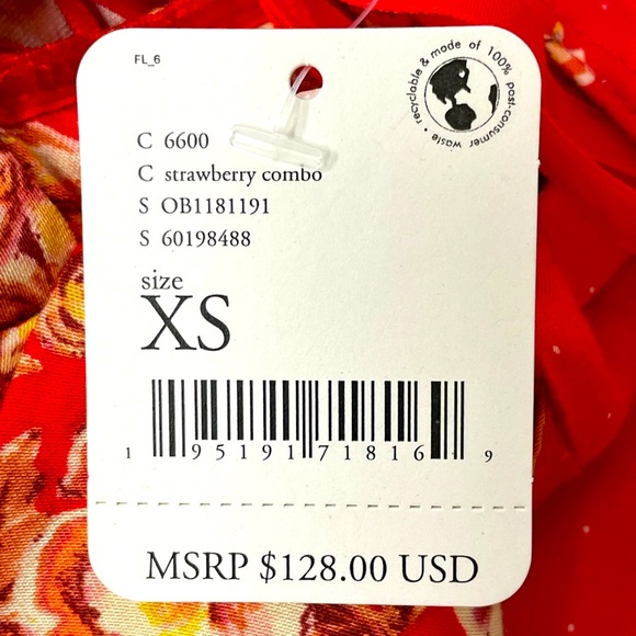 Free People Strawberry Combo Mini summer Dress, NWT, floral print, XS, open back - Picture 4 of 16